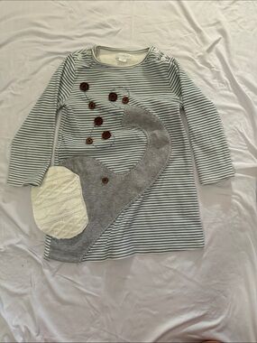Mud Pie Gray & White Striped Long Sleeve Top with Elephant Appliqué